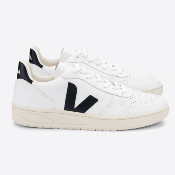 Veja Other - Veja V-10 LEATHER Extra WHITE BLACK Sneaker 8